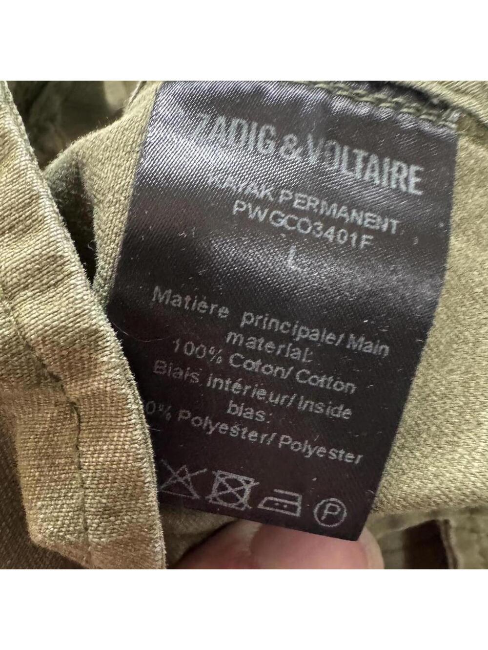 Zadig & Voltaire Olive Military Jacket Utility Field Coat Cotton Size L - Picture 8 of 8